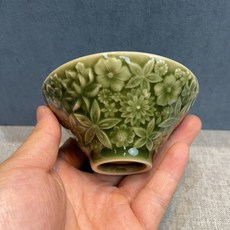許燕歸 青瓷繁花普洱杯, 商品主圖, 1個