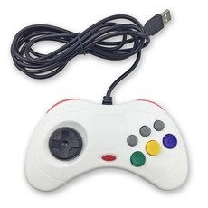 SEGA SATURN 造型 PC USB 有線遊戲手把, 白色, 1個
