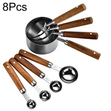8Pcs 측정 숟가락 세트 스테인레스 스틸 다기능 조리기구 휴대용 헤비 듀티 주방 가제 베이킹 조미료, 02 8Pcs Silver