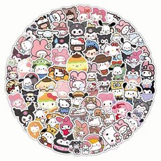 Q판산리오 DIY 캐릭터 스티커 노트북 다꾸 폰꾸 여행방수 PVC, 1세트, 혼합104매