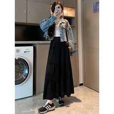 Yellwel 韩文标题： 여성용 반신 치마 여름 하이웨스트 롱 스커트 DJP