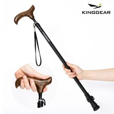 킹기어 초경량 노인 어르신 할머니 할아버지 접이식 길이조절 카본 우드 지팡이 KG-W1B, 1개, 블랙