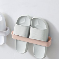 심플 파스텔 부착식 슬리퍼 거치대 정리대 실내와 욕실화 걸이, 2개, 핑크