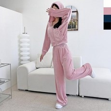 [오노마] ONM 벨로아 트레이닝 벨벳크롭 집업 와이드세트