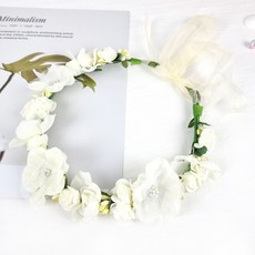 셀프 웨딩 촬영용 조화 화관 꽃머리띠, 화관 E타입 - 화이트