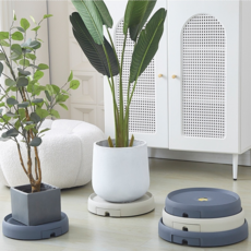 바퀴가 숨어 있는 자동 물빠짐 화분 받침대H430, 1개, 베이지