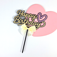 생일케이크토퍼 생신 3D프린터 선물 축하 기념일 (디블루메토퍼), 1개, 필기체 골드