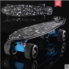 페니보드 페니크루져보드 22 인치 블랙 크루저 스케이트 서리로 덥은 pu 휠 물고기 성인 미니 바나나 스케이트 를 탈 준비 완료, c(서리로 덥은 바퀴), 1개