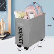 有輪子桌下收納框 高顏值可折疊牛津布置物車 收納推車 居家收納, 淺灰, 1個