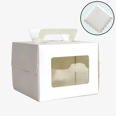 라라패키지 미니케익 창박스 받침포함, 화이트+화이트레이스받침, 1세트