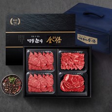 (냉장암소) 1등급 한우선물세트 1kg(꽃갈비살500g 부채살250g 등심250g), 1세트, 1kg
