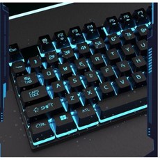 키보드 기계식 필 마우스 세트 데스크탑 노트북 범용 고가치 USB 유선 게임, 검정/파란색 키보드