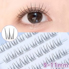 Winkii 노글루 속눈썹 자연스러운 포인트 아이래쉬 포근썸 9-11mm 풀 필요없음 80모 대용량, 1개, 투명라인