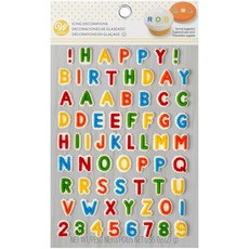 Wilton Happy Birthday Letters 케이크 장식 68개 아이싱 글자 및 숫자 케이크 컵케이크 및 쿠키를 위한 다양한 색상 미국 제조, 27g, 1