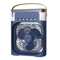 AIVK 冰霧空調扇 冷風扇 水冷扇 USB噴霧風扇 夜燈加濕空調扇, 五孔噴霧風扇【藍色】