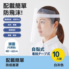 【文具通】PLUS 普樂士 防疫防護面罩 10枚入 白灰色, 1個, 89-294 防護 面罩 10枚 白灰色