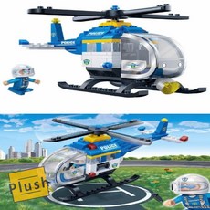 Ph 블록 경찰 헬리콥터 블럭장난감 헬기블록 헬기블럭, 1개