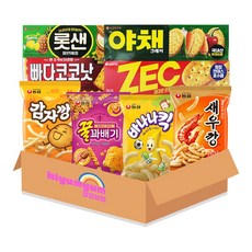 인기과자 8종 세트 (빠다코코낫+롯데샌드 파인애플 +야채크래커+제크+새우깡+꿀꽈배기+바나나킥+감자깡) 총 539g, 1세트, 롯데농심과자8종