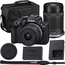 캐논 EOS R50 미러리스 카메라 RF-S 18-45mm f4.5-6.3 IS STM 및 55-210mm f5-7.1 렌즈 키트 숄더백 블랙, 캐논 EOS R50 미러리스 카메라 RF-S 18-45