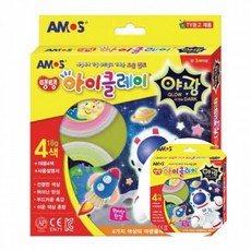 아모스 탱탱아이클레이 야광 4색 18g 형광점토 유아놀이
