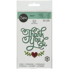 Sizzix 660370 Thinlits 다이 세트 프레이즈 Thank You with Hearts by Jen Long (3팩), Sizzix 660370 Thinlits 다이 세트,
