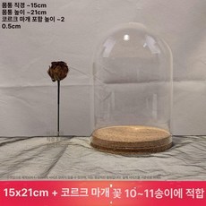 유리돔 전시함 결혼식 장식 투명 구형 크리스마스 저장용, 15x21 cm 10~11 송이