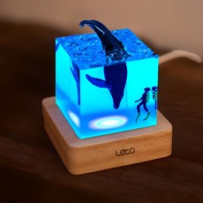 Leto LED室內立體立方體3D鯨魚情緒燈, 混色
