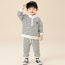 몽실이 스트라이프 반집업 트레이닝 상하복