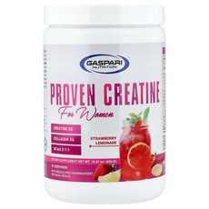Gaspari Nutrition 가스파리뉴트리션 프로븐 크레아틴 포 우먼 스트로베리 레모네이드 15.87oz 450g 운동보충제, 1, 450