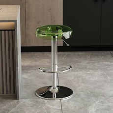升降高腳凳 現代簡約亞克力吧檯椅 收銀台高凳子 靠背酒吧椅, 亞克力熒光綠色,銀色矮款旋轉椅, 1個