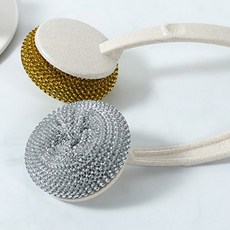 長柄鍋刷 PET纖維球清潔刷 奈米鍋刷 長柄刷 PET鋼絲球手柄刷 不沾鍋刷【DT282】, 1個, 顏色隨機