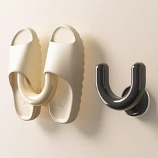 욕실용 흡착식 벽걸이형 슬리퍼 걸이 선반 수납 정리대, 1개, 건메탈블랙 1개 + 밀키화이트 1개