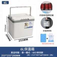 28L 保溫箱 冷熱雙用, 1個, 6L白 【送5個冰袋1個冰磚】, 白, 6L