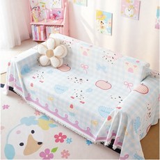 고양이 발톱 방지 소파 커버, 180x200 (1인용), 연한 파란 체크 강아지