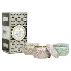 【DayGo美國代購】Voluspa 三入禮盒 美國香氛品牌 薄荷莫西多 金耀檜木 杜松薰衣草 限定禮盒 三入組, 1個, 5.西條柿子+湖灣+義大利貝里尼