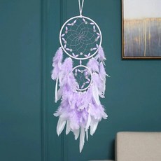 아메리카 원주민 스타일 보라색 깃털 드림 캐처 수제 침실 장식 벽걸이 바람 종소리 홈 장식품, 1)Purple, 1개