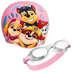 Paw Patrol 아동용 수영 고글 및 수영 모자 세트 김 서림 방지 자외선 차단 핑크 만 3-6세 445576
