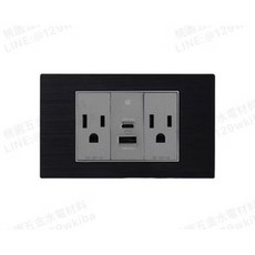 易智 30W USB壁式快衝吧_SG-G1ACUC1SWL(附發票）, 1個, AC插座+30W USB+AC插座,黑色（金屬拉絲）, 黑色（金屬拉絲）