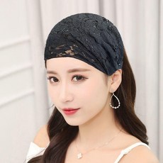 夏季薄款寬邊蕾絲髮帶外出運動防曬彈力頭巾女洗臉遮白髮碎髮髮箍 副廠商品
