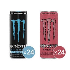 (현대홈쇼핑)몬스터 에너지 제로슈거 355ml 캔 24개+몬스터 에너지 파이프라인펀치 355ml 캔 24개, 48개