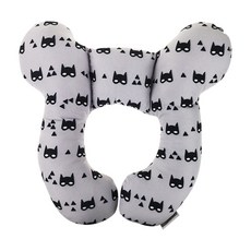 JoyBaby嬰兒U型枕，柔軟親膚，保護頸椎，推車汽車座椅適用，寶寶護頭固定枕, 喵星人款