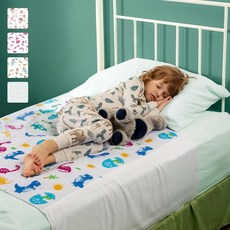 IMPROVIA 아동용 소변 패드 - 아동용 침대 습윤 패드 유아용 배변 훈련 침대 매트 방수 재사용 가능 세탁 가능한 흡수성 미끄럼 방지 - 공룡 디자인 - 트윈 사이