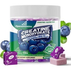 Creatine Monohydrate Soft Chews Complex 6400mg for Men & Women -Advanced Formula W/L-Taurine + Vit, Blueberry, 60 Count (Pack of 1), 1개