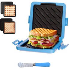 전자레인지 그릴드 치즈 & 아침 식사 메이커 - 패스트 쿡 와플 파니니 샌드위치 프레스5분 조리기구 식기세척기 사용 가능 이지 클린 2-in-1 세트블루 2 in 1