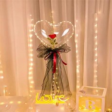 [싸더라] LED 풍선 하트 장미 꽃다발 DIY 세트, 1개, 블루