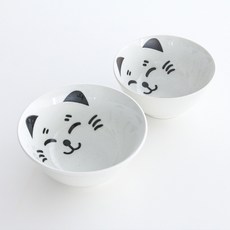 일본도자기 고양이 예쁜밥그릇국그릇 공기대접 밥국그릇, 백고양이, 공기, 1개