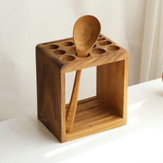 딱다구리 원목 조리도구 사각꽂이 정리대, 1개, 우드