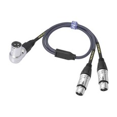 HUALEU 6.1m(2피트) 직각 3핀 XLR 수 - 듀얼 암 Y 스플리터 1 2 오디오 케이블 믹서 마이크 앰프 케이블, 2-블랙