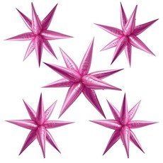 레드 스타 호일 풍선 폭발 12포인트 스파이크 풍선 대형 마일라 풍선 파티 장식 배경 크리스마스 결혼식 기념일 처녀 약혼 생일 발렌타인 데이용, 진주빛 핑크