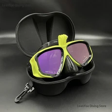 다이빙 스쿠버용 수중 마스크 블랙 강화 유리 스노클링 세트 박스 포함, 02 yellow